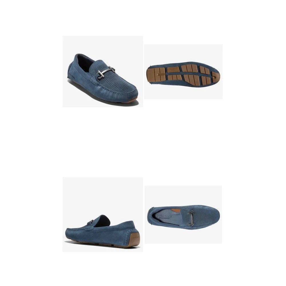 Cole Haan Mens Grandseries Blue Nubuck Leather Bit Driver Loafers size 8 1/2